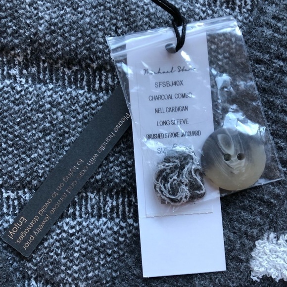 Michael Stars Cardigan Nell Charcoal Combo Brush Stroke Stripe Size 2X - Picture 6 of 11